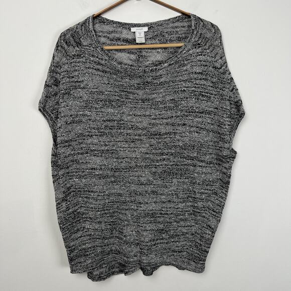 J. Jill Pure Jill Size XS Pet. Cap Sleeve Linen Blend Sweater Gray Lagenlook - Picture 1 of 6